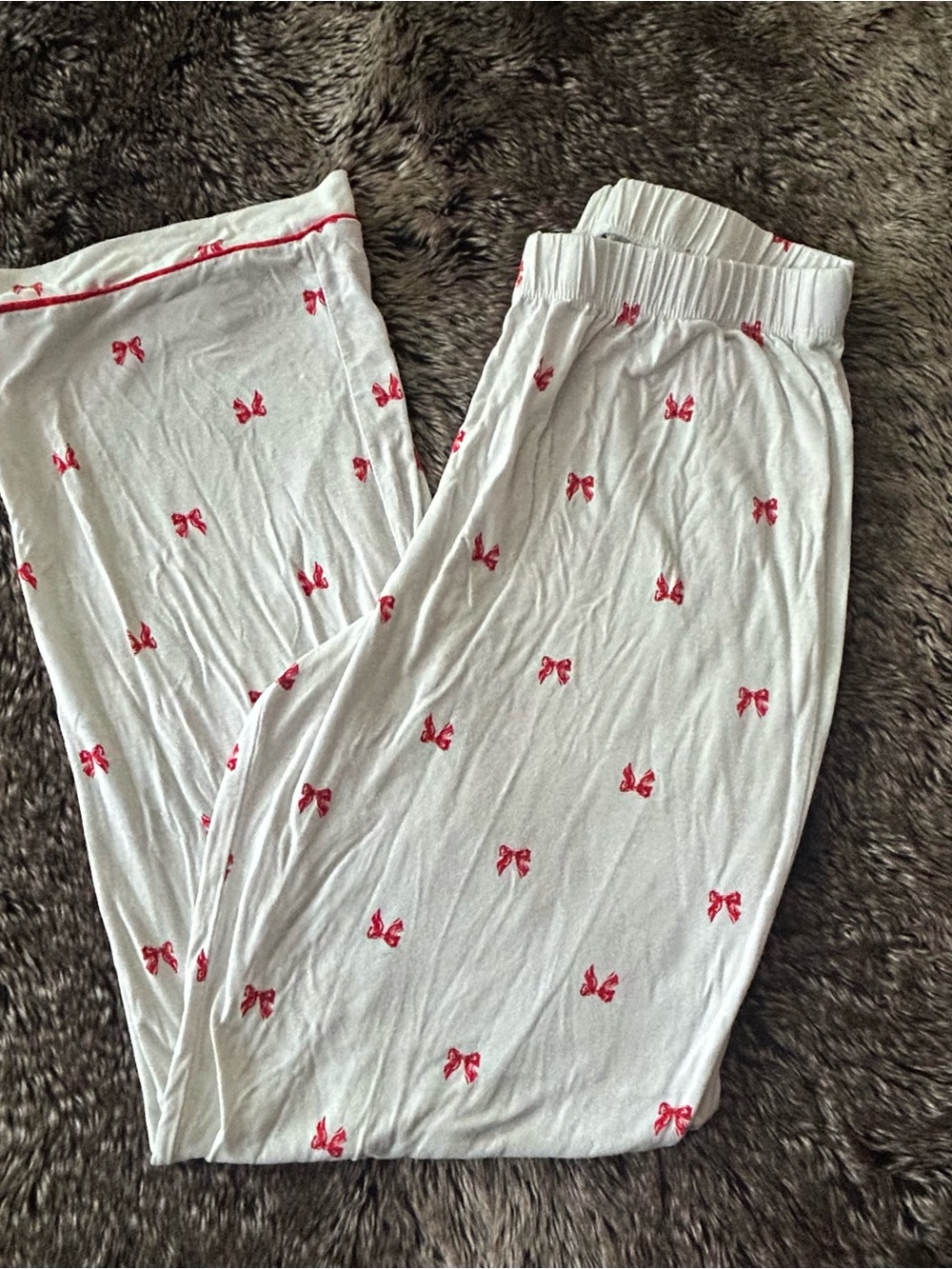 Cute Pajama set with Red Bow Print - Women Intimates & Sleepwear 🎀